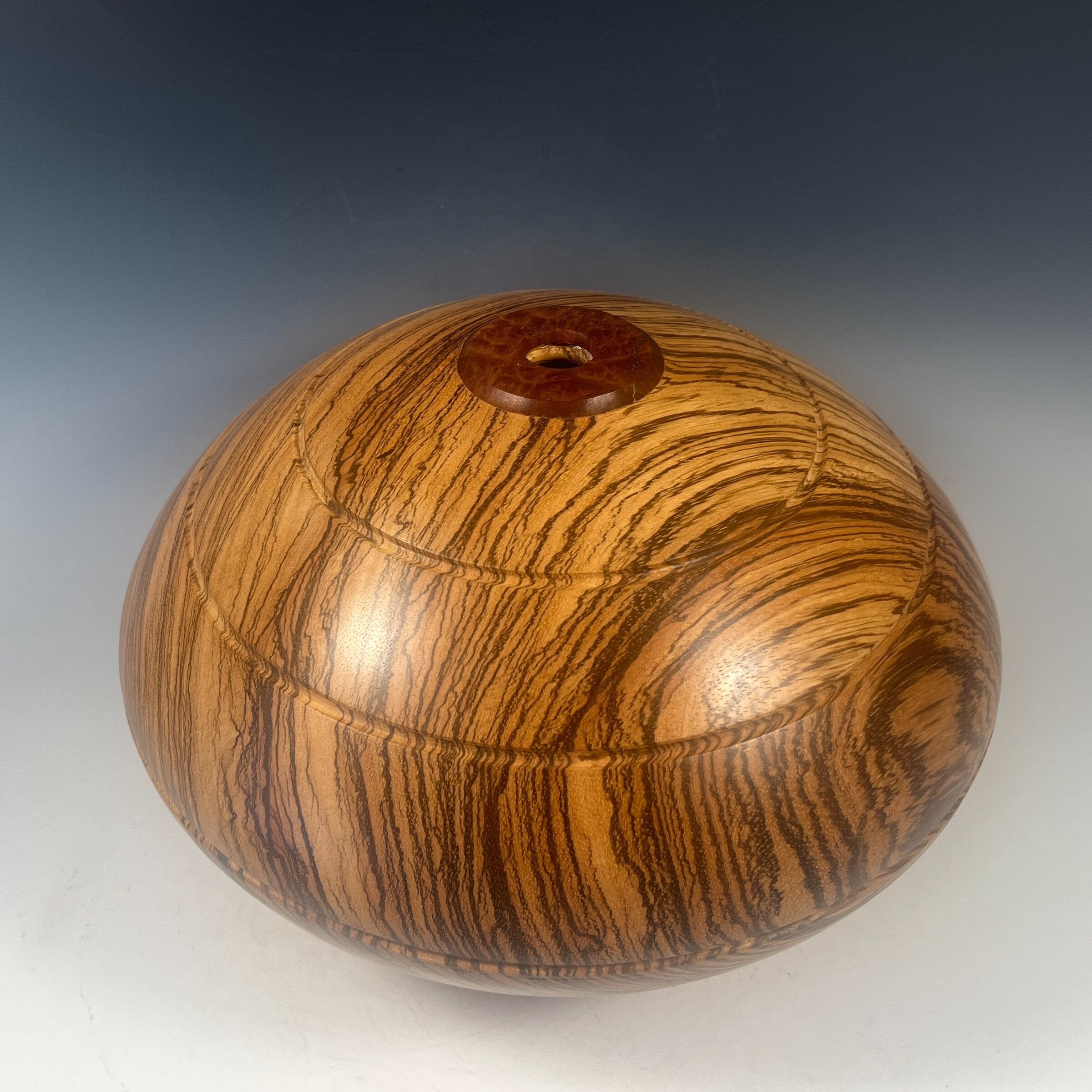 Zebrawood Vessel with Eucalyptus Rim