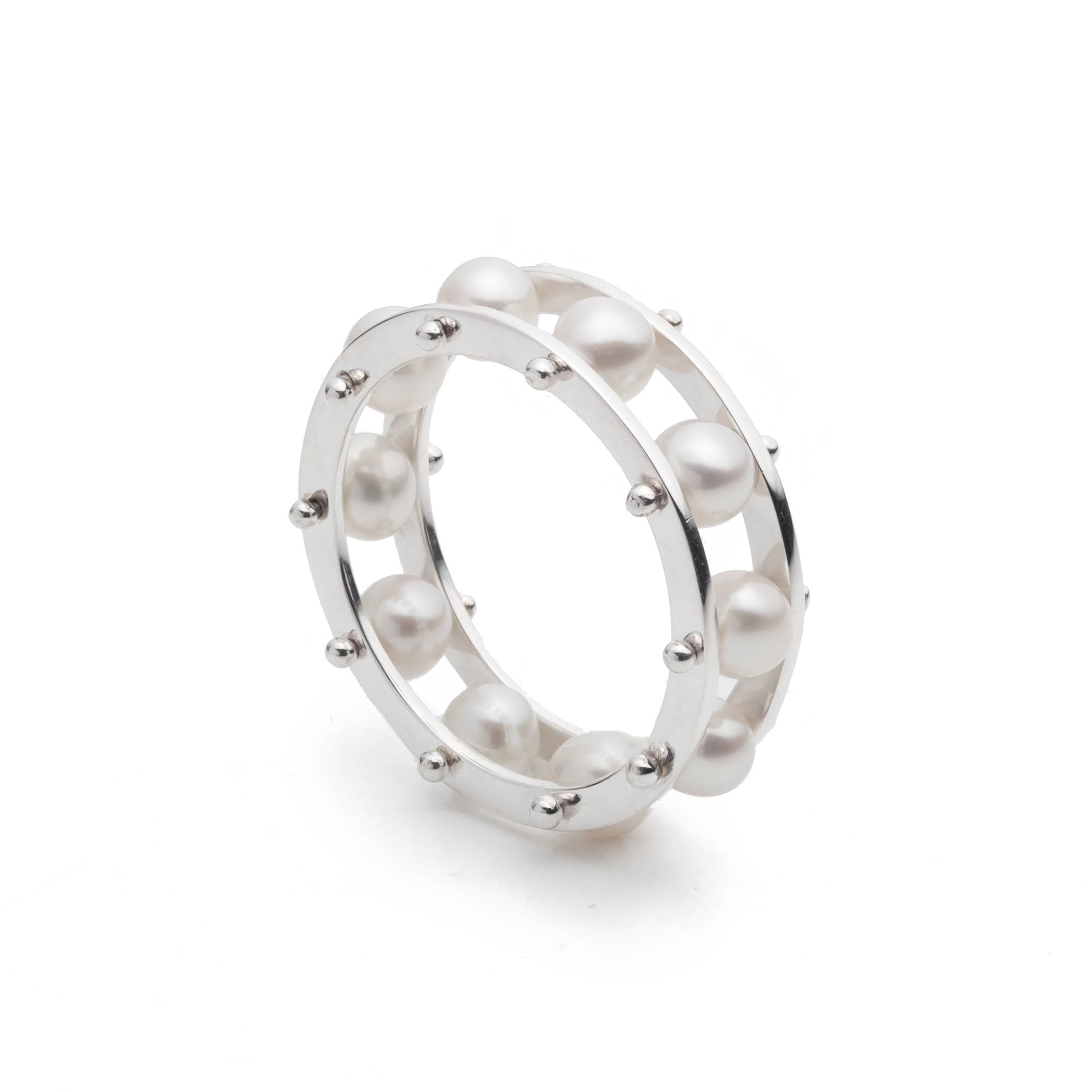 sterling silver with white pearls