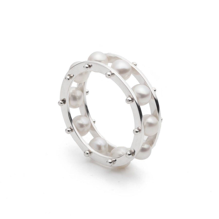 sterling silver with white pearls | Photo by Ralph Gabriner