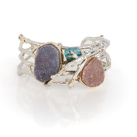 Druzy and Apatite Crystal Twig Cuff