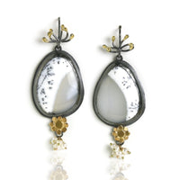 Dendritic Opal, Flowers & Sprouts Earrings