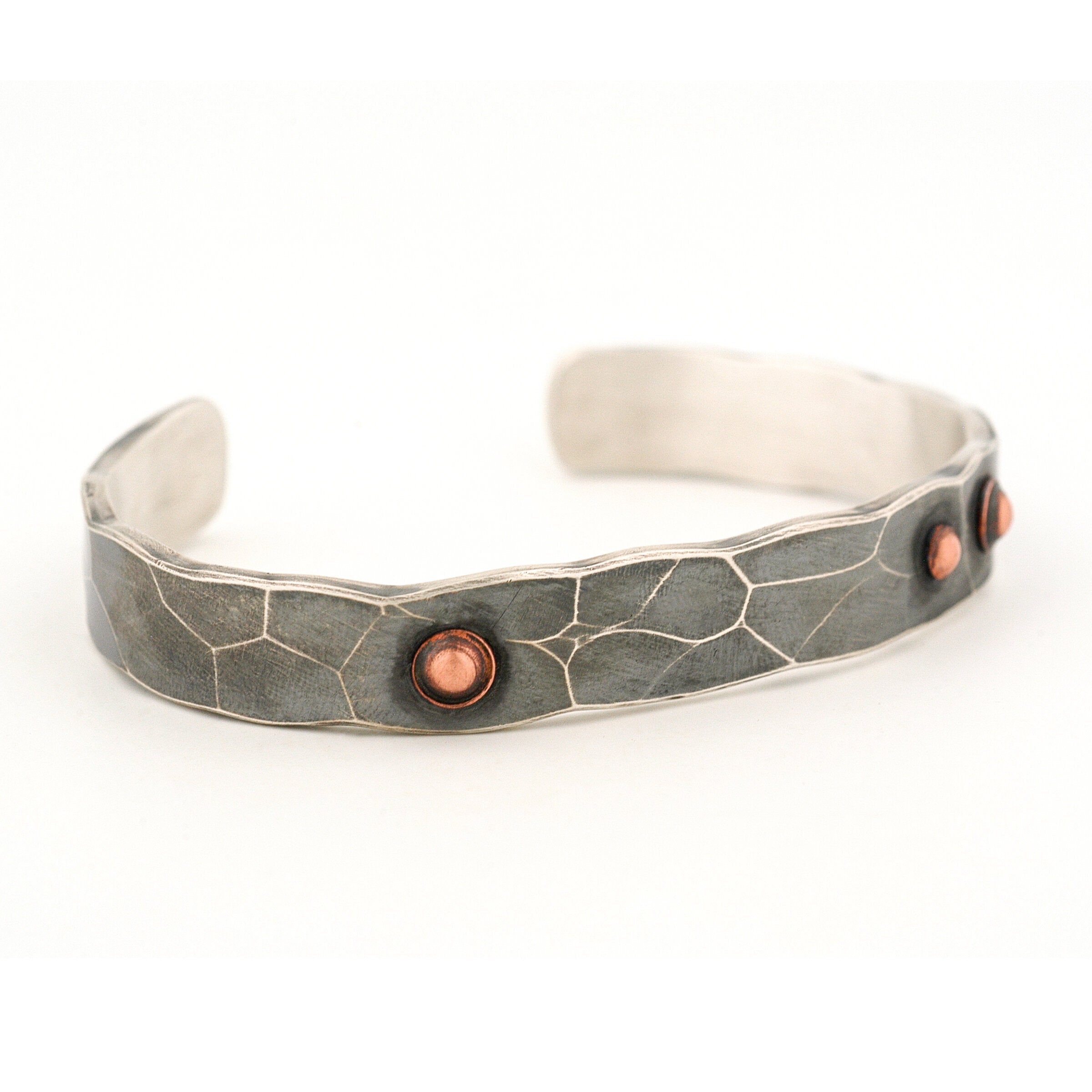Forged Silver & Copper Rivets Cuff