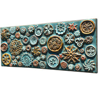 Mosaic of Circles Tile in Antique Teal, Orange and Yellow