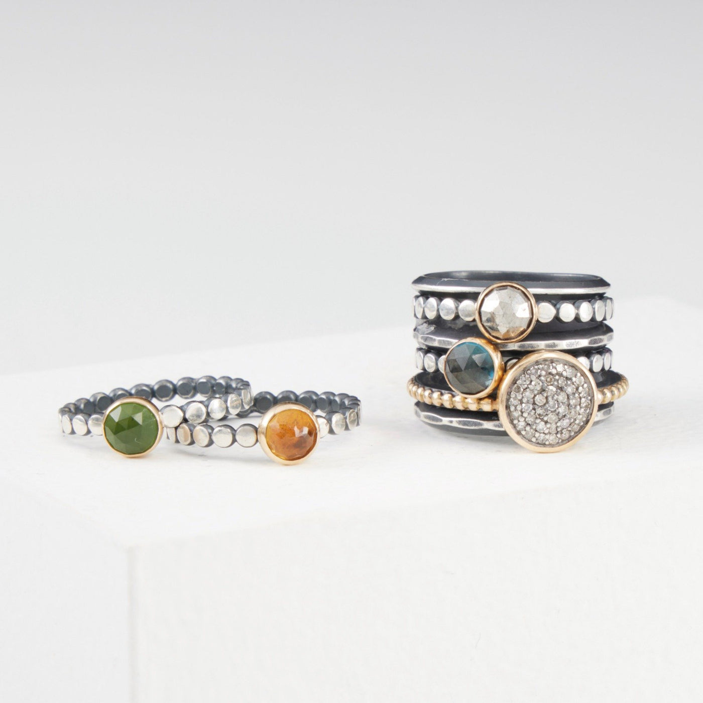 Pave Diamond Stacking Ring Set