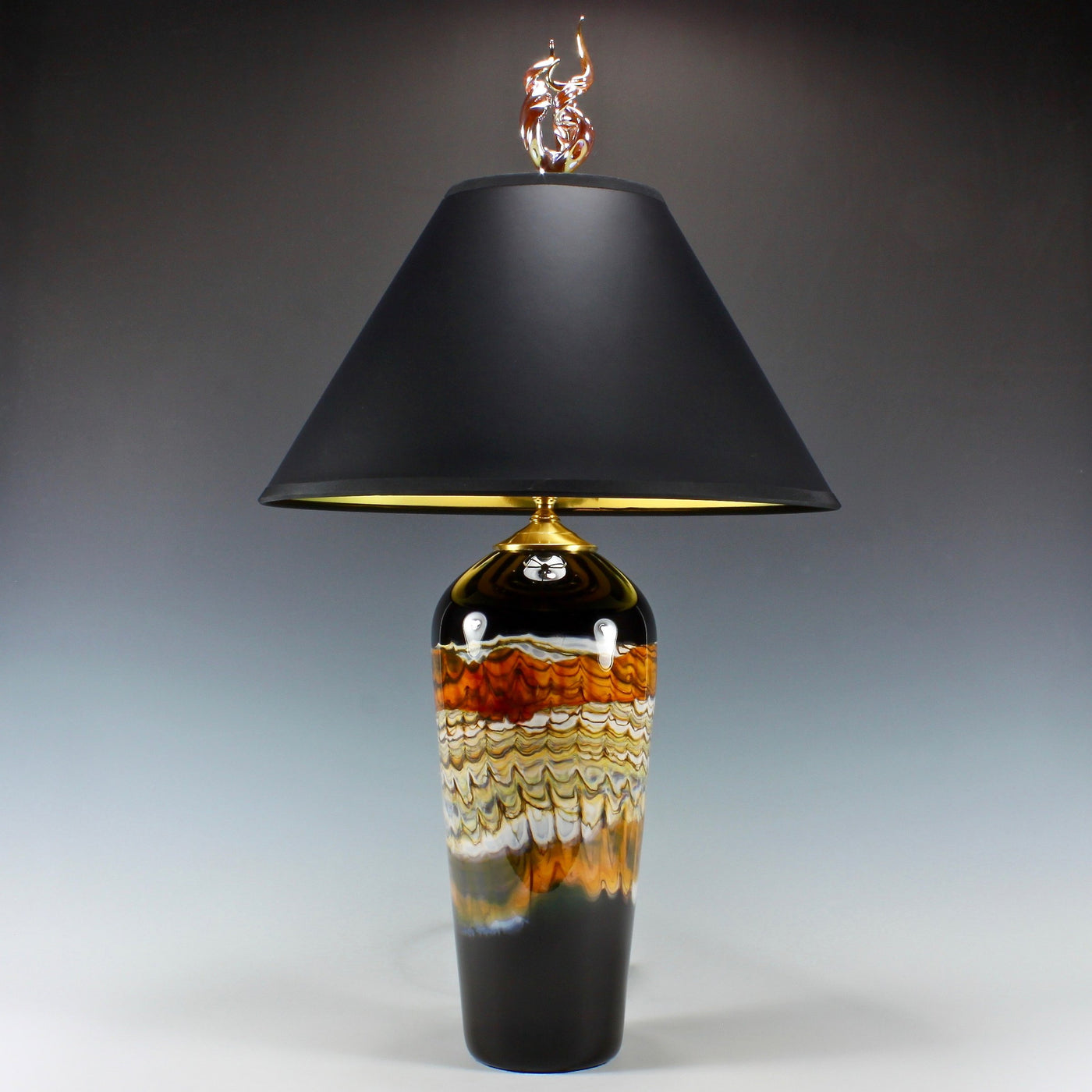 Black Opal Table Lamp with Flame Finial