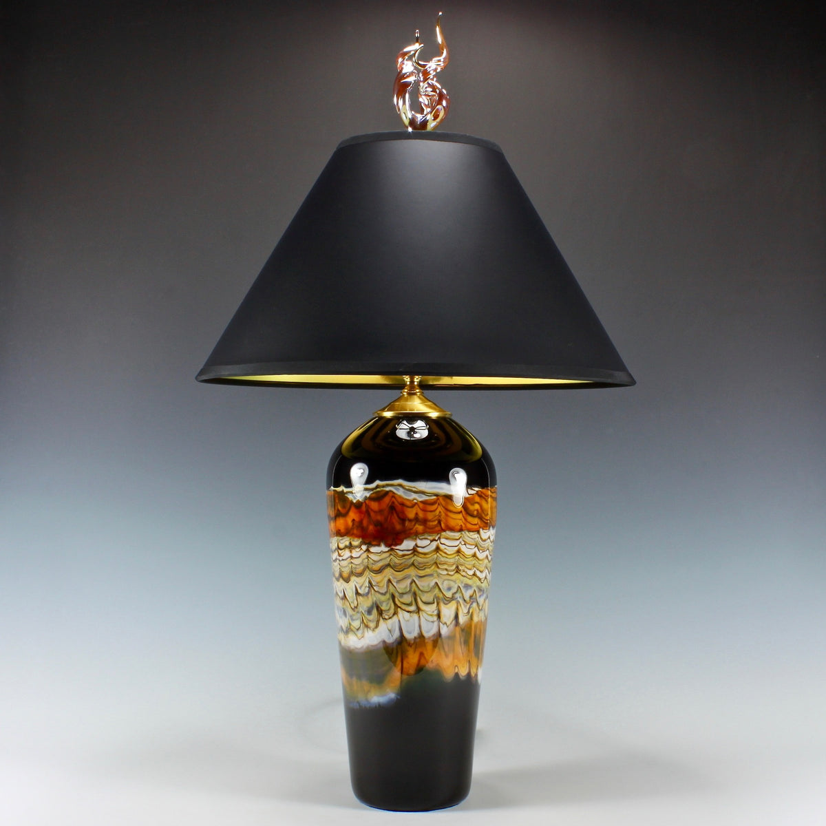 Black Opal Table Lamp with Flame Finial