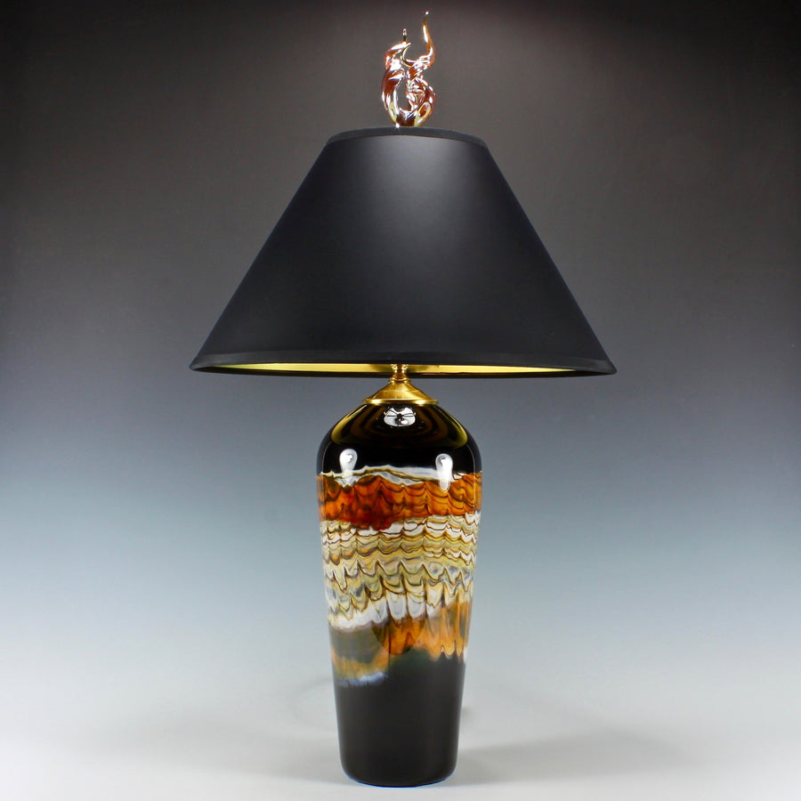 Black Opal Table Lamp with Flame Finial