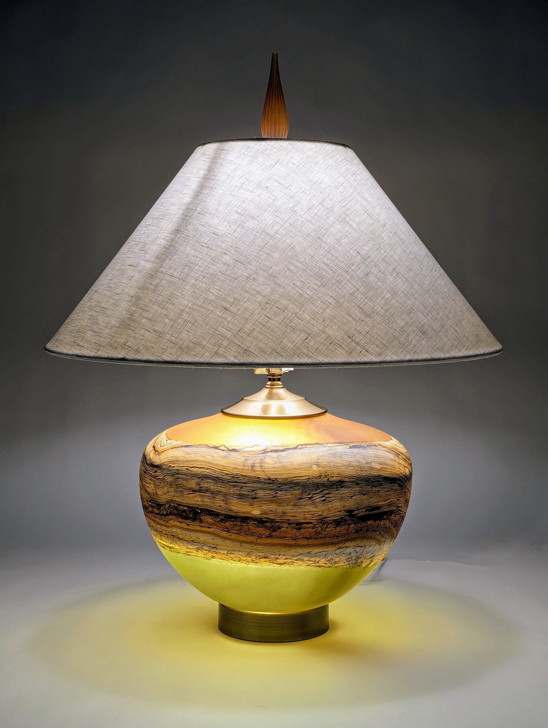 Satin Strata Table Lamp in Tangerine and Lime
