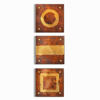 Copper and Gold Circle Line Square Metallic Wall Square Set
