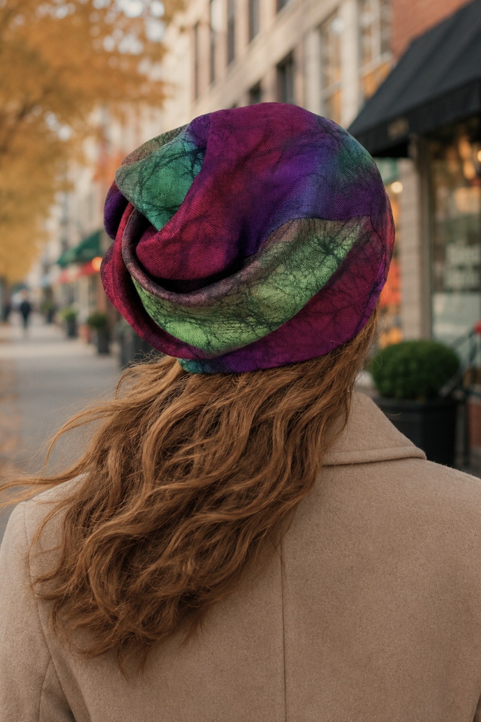 Hand Dyed Batik Wool Hat