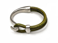 Olive Green/silver Lasso Hook & Slide Bracelet