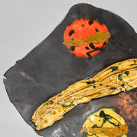 Square Platter with Two Circles, Gold and Orange