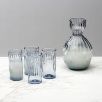 Glacier Blue Carafe and Set of Four Cups