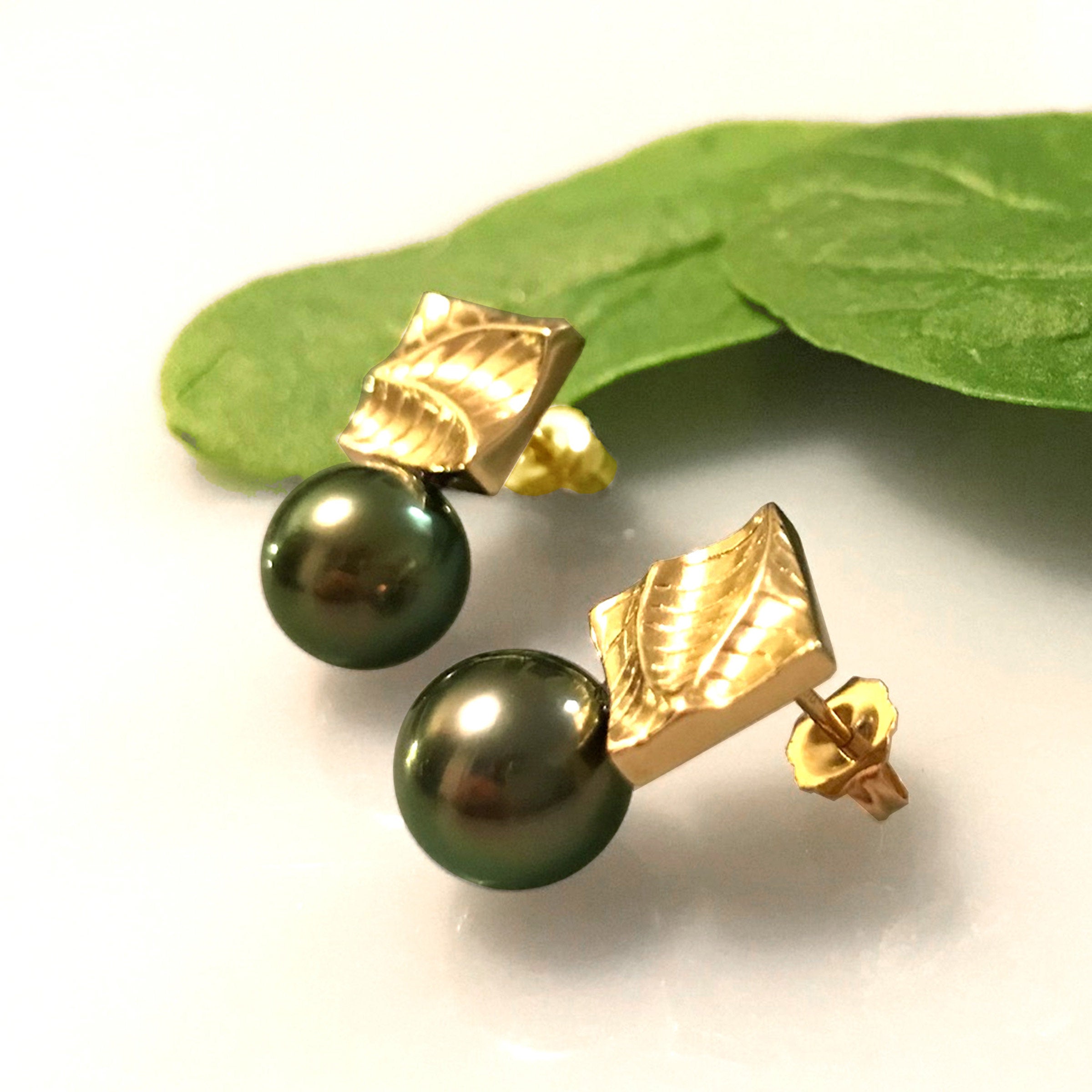 Small Puzzle Square Pearl Earrings