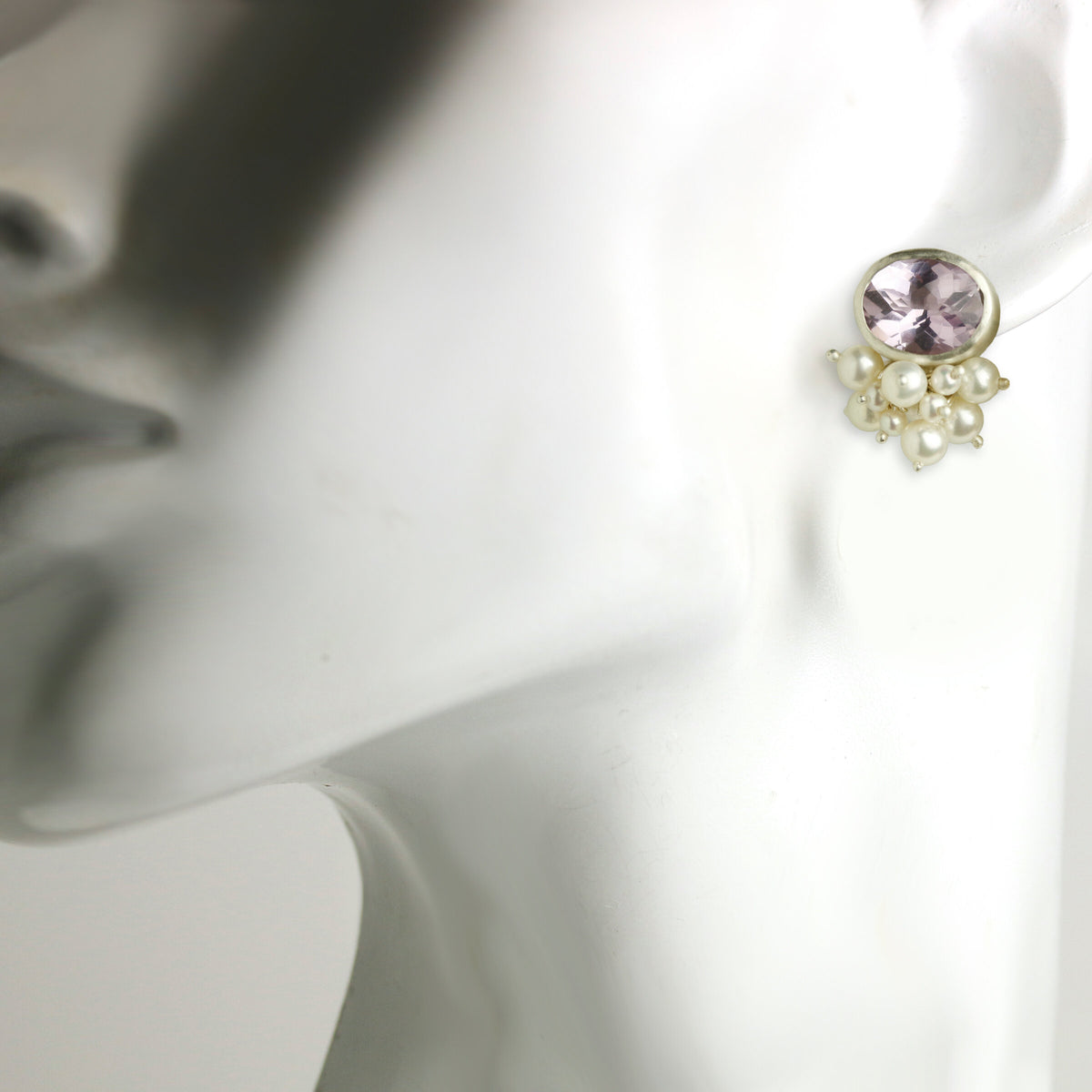 Pink Amethyst & Pearl Earrings