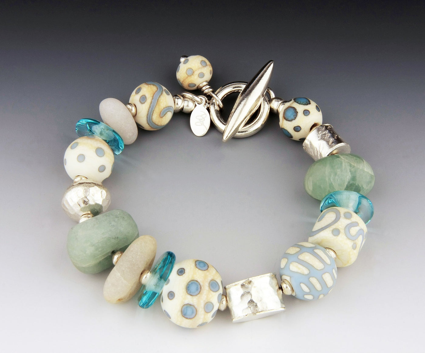 Aqua and Ivory Race Point Bracelet