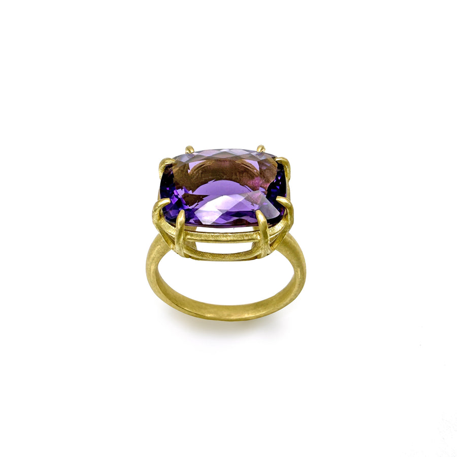 Cushion-Cut Amethyst Aqueduct Ring