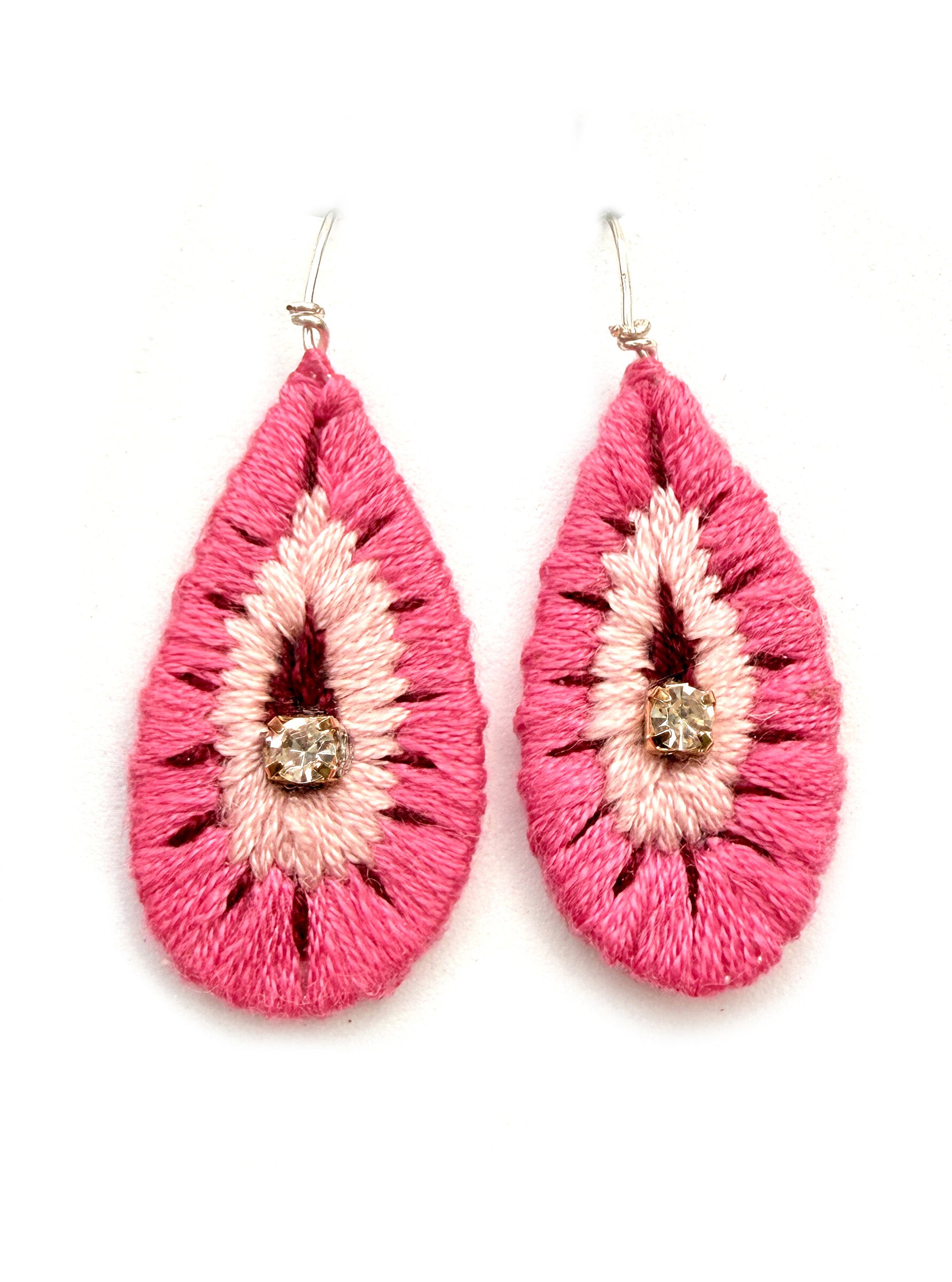 Pink Rhinestone Drop Earrings