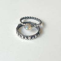Great stacking ring! Shown with the gemstone solitaire ring in labradorite