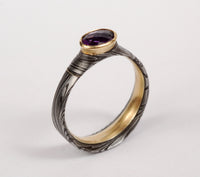Damascus Steel & Amethyst Ring