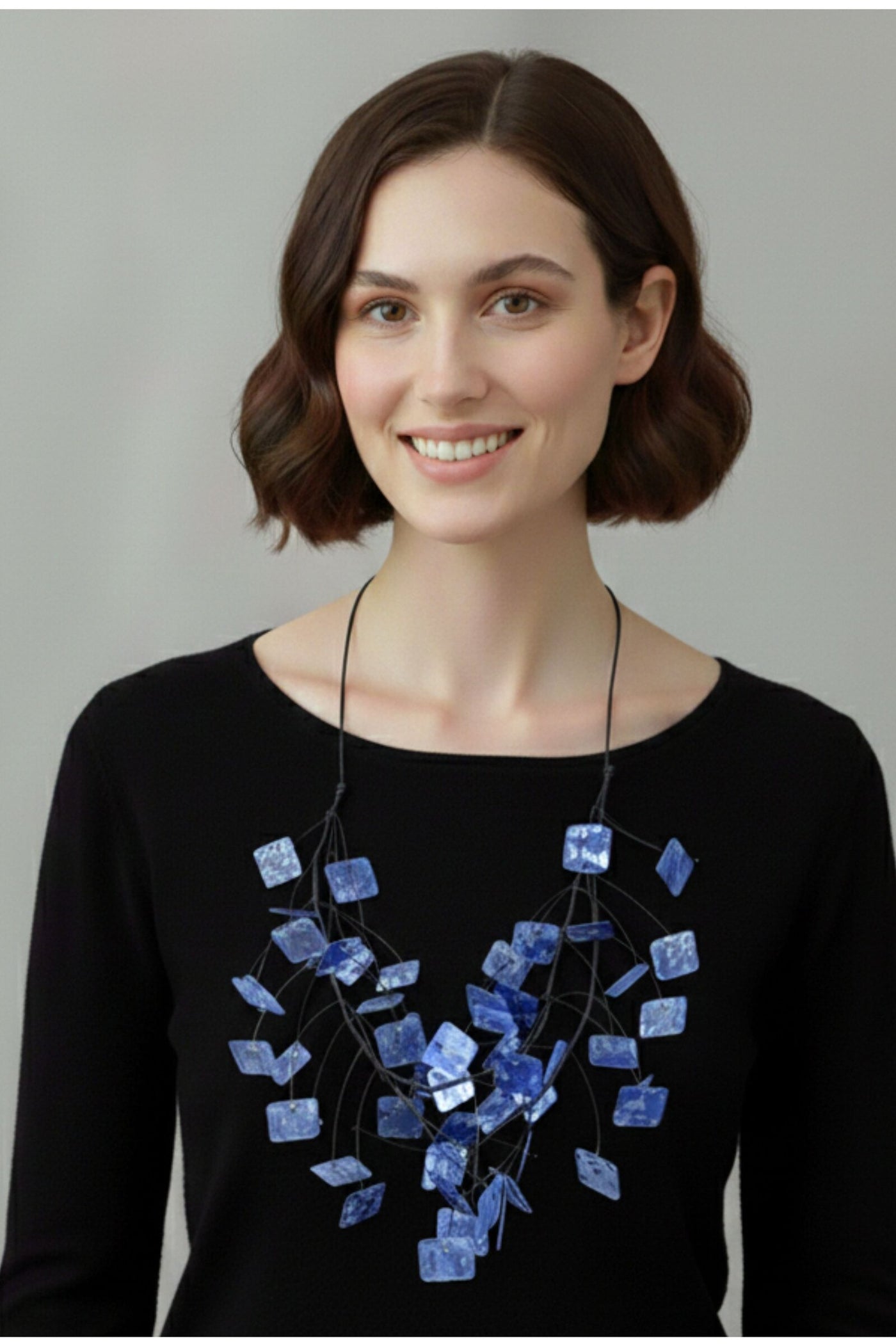 Blue Mica Squares Necklace