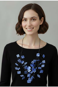 Blue Mica Squares Necklace