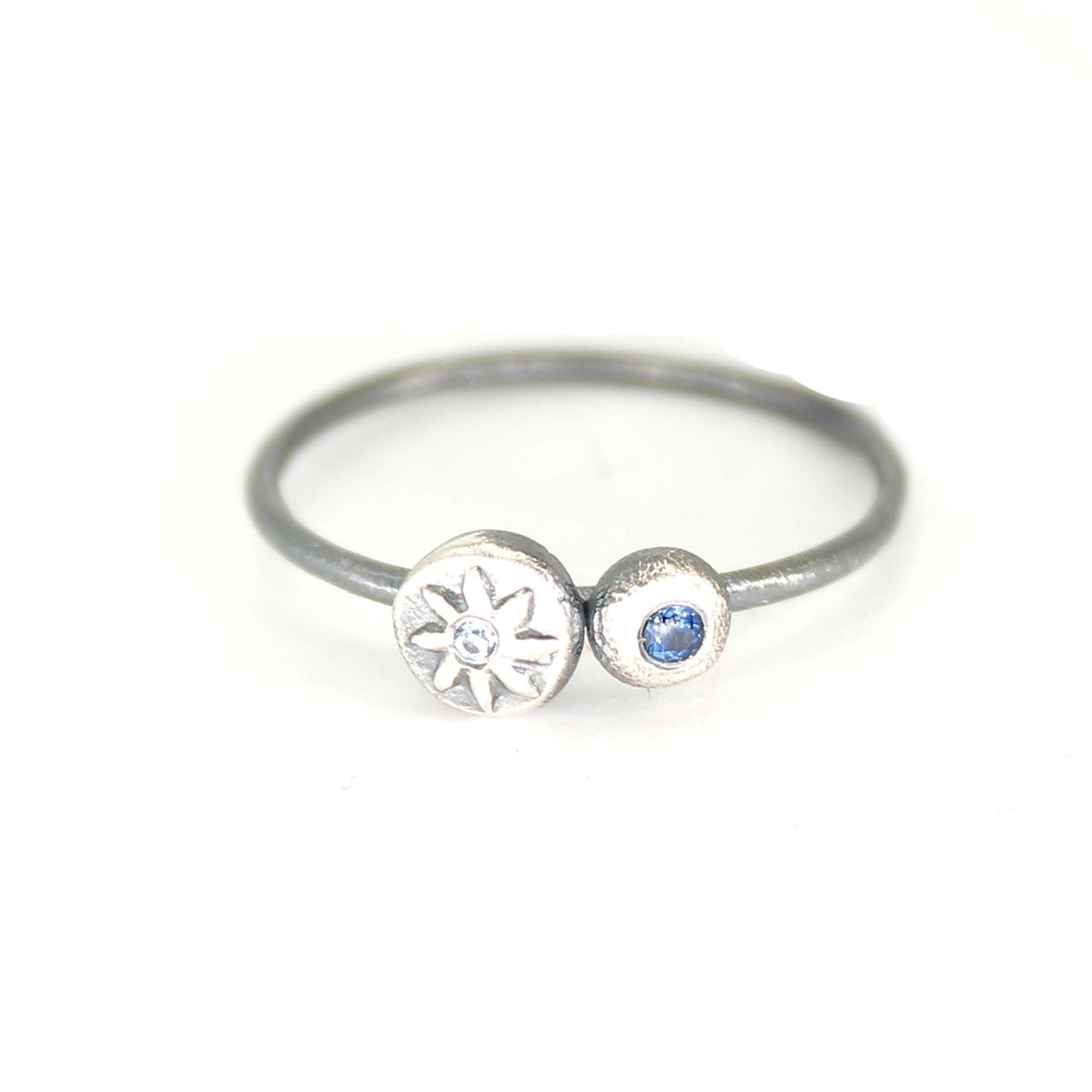 Blue Sapphire Ball & Stamp Ring