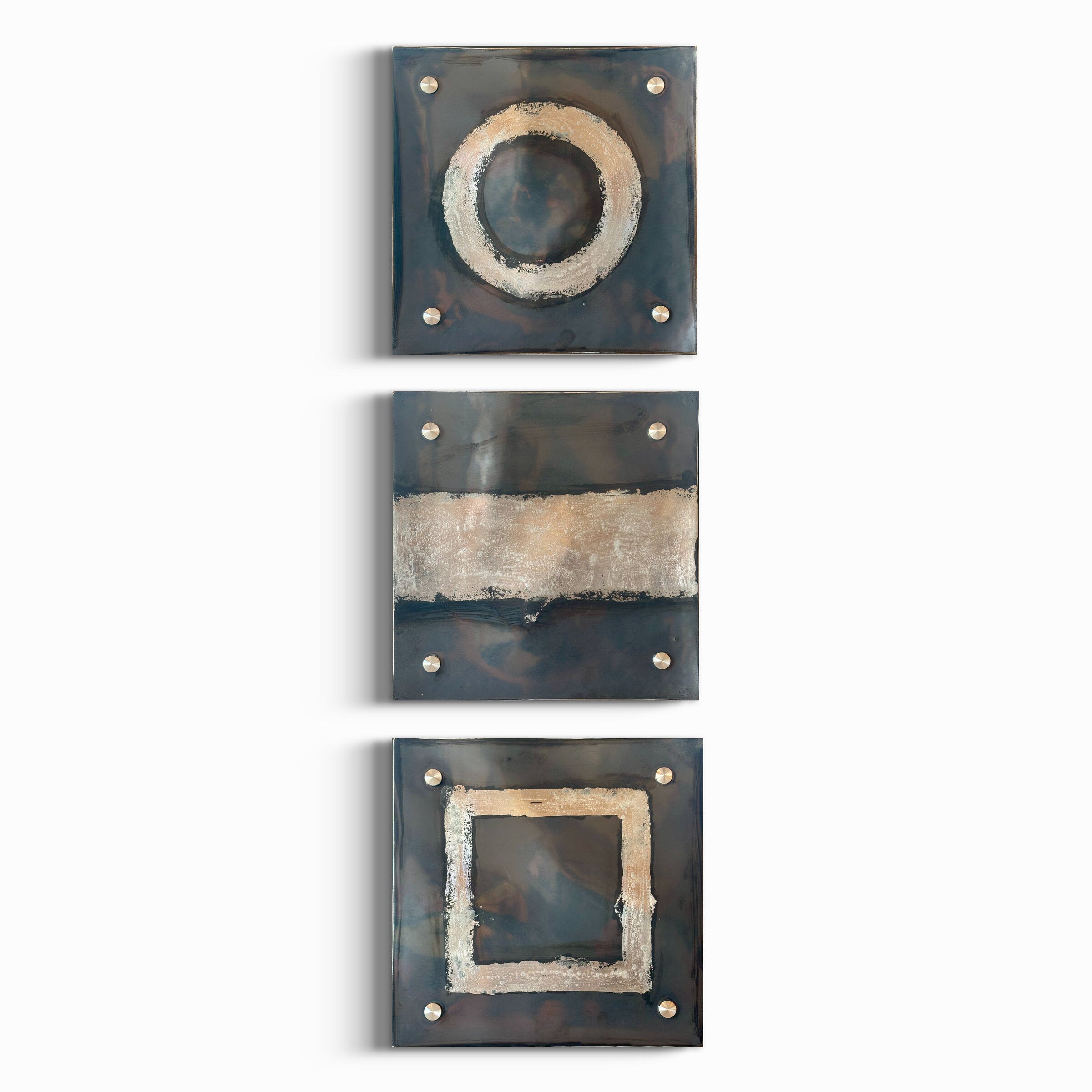 Silver and Gray Circle Line Square Metallic Wall Square Set