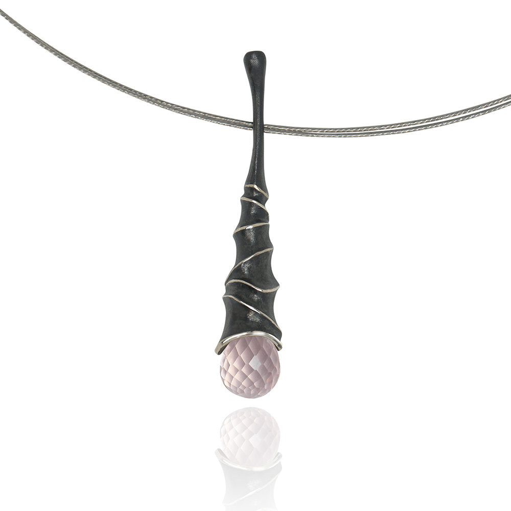 Oxidized Silver with Rose Quartz