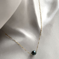 Solitaire Tahitian Pearl Gold Necklace