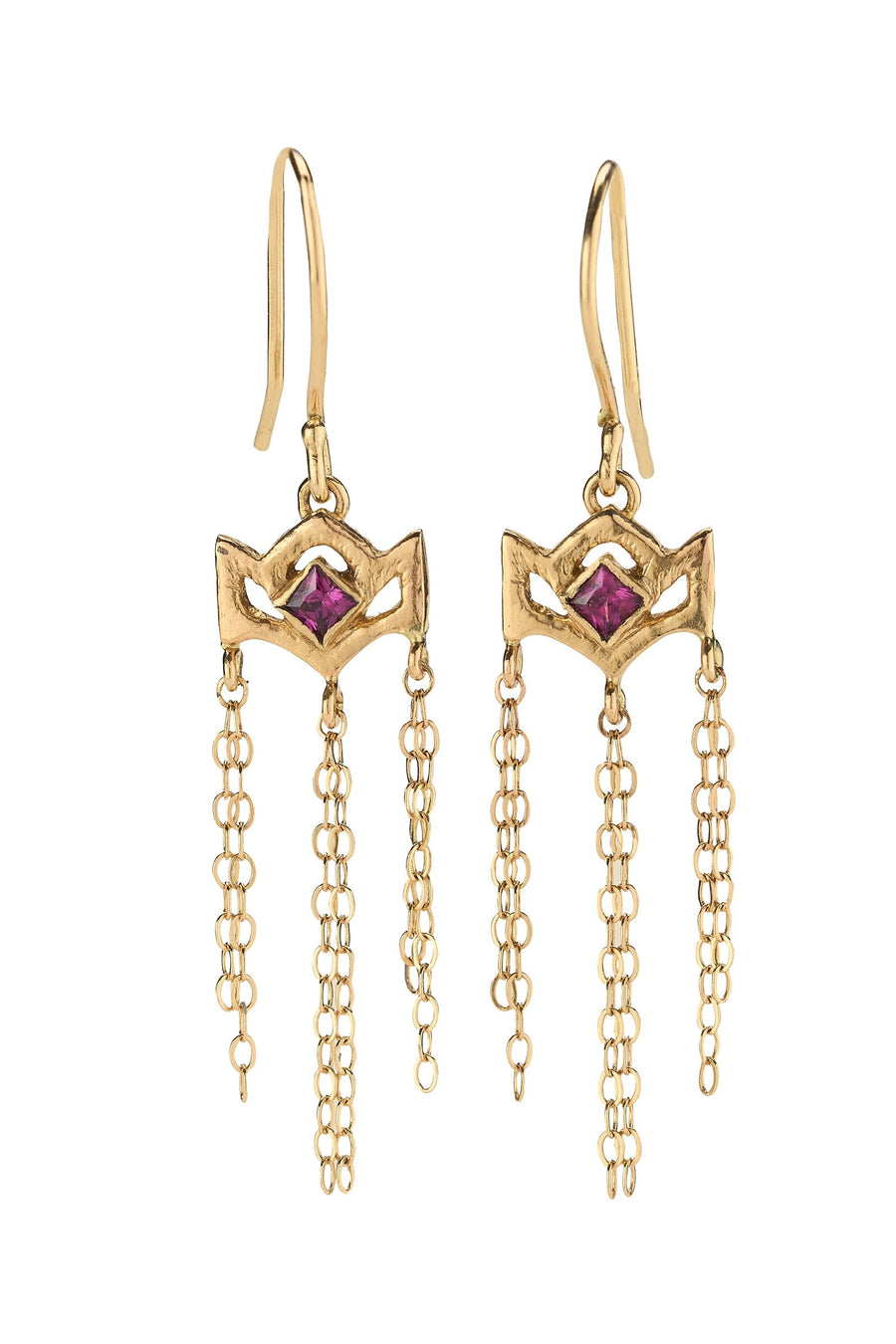 Wind Chime Garnet Earrings