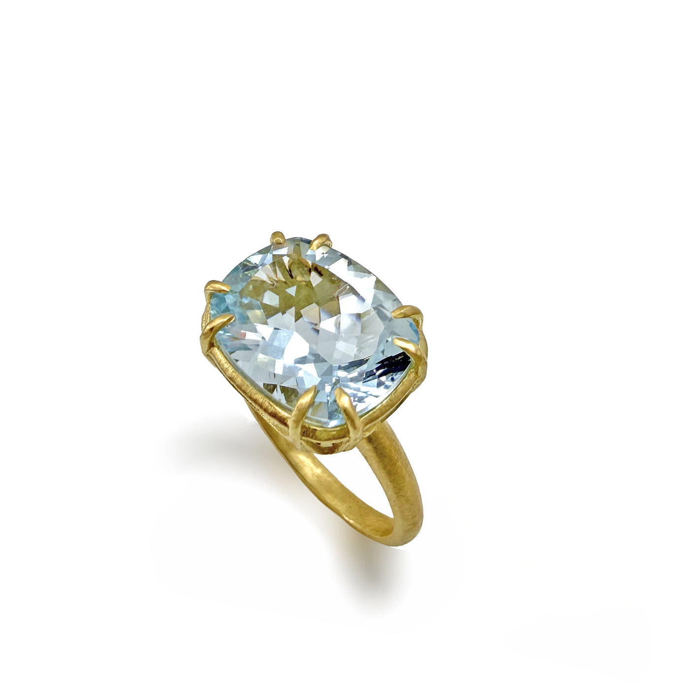 Cushion-Cut Aquamarine Aqueduct Ring