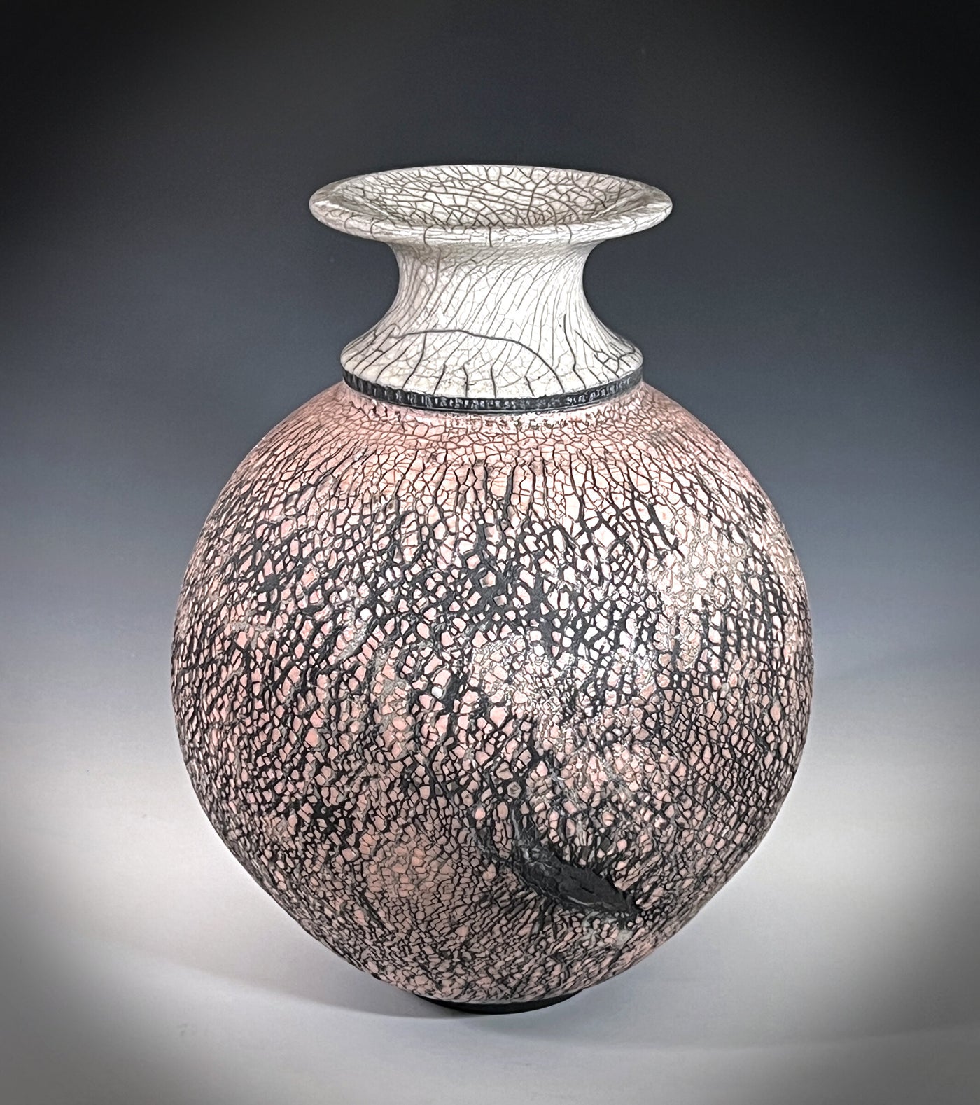 Pink Glacier Raku Vase