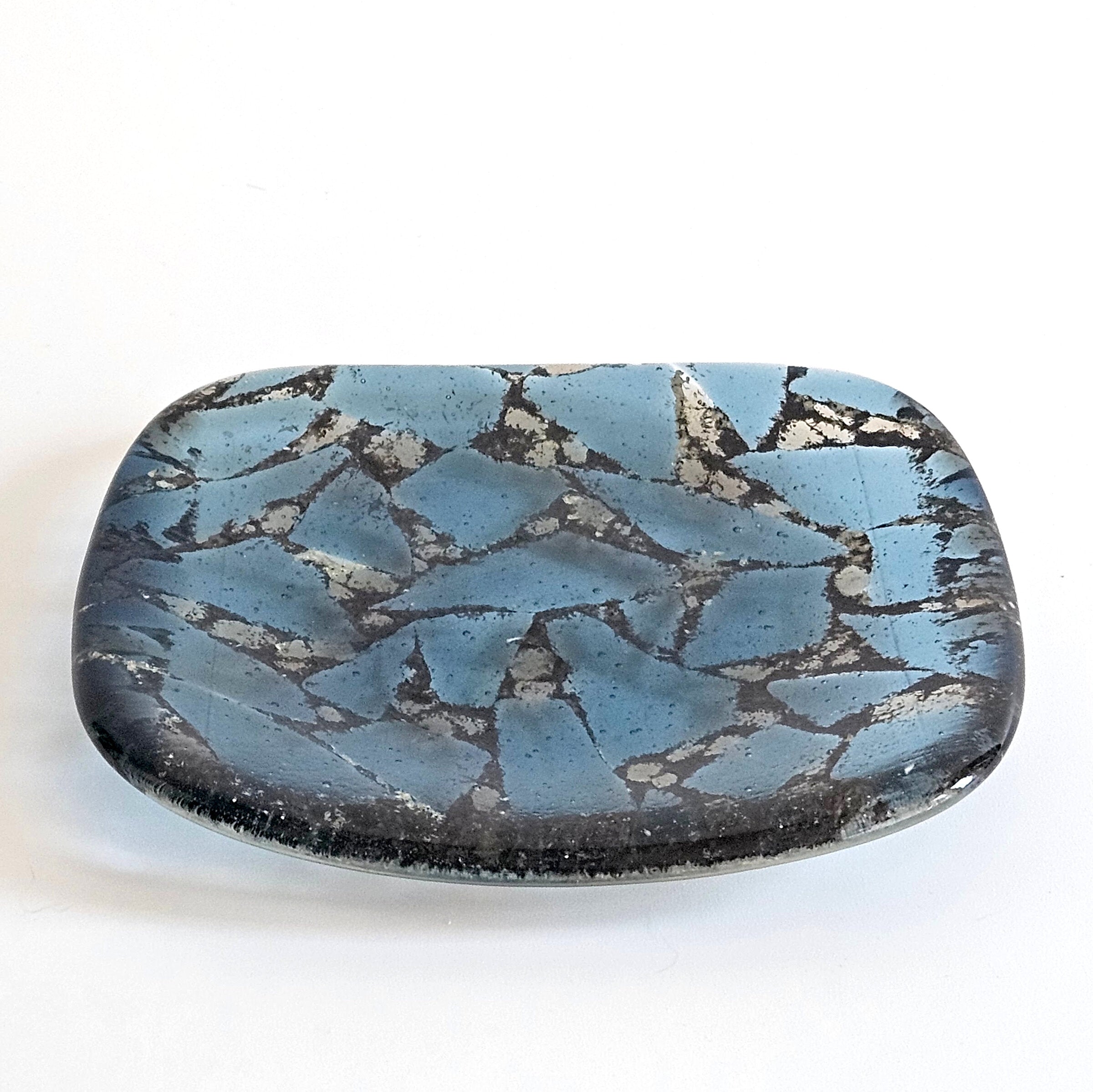 Blue Pebbles Glass Dish