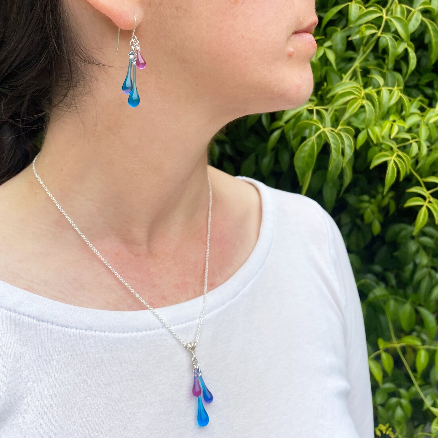 Morning Glory, shown with the Trio Pendant