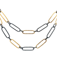 Black & Gold Textured Oval Chain