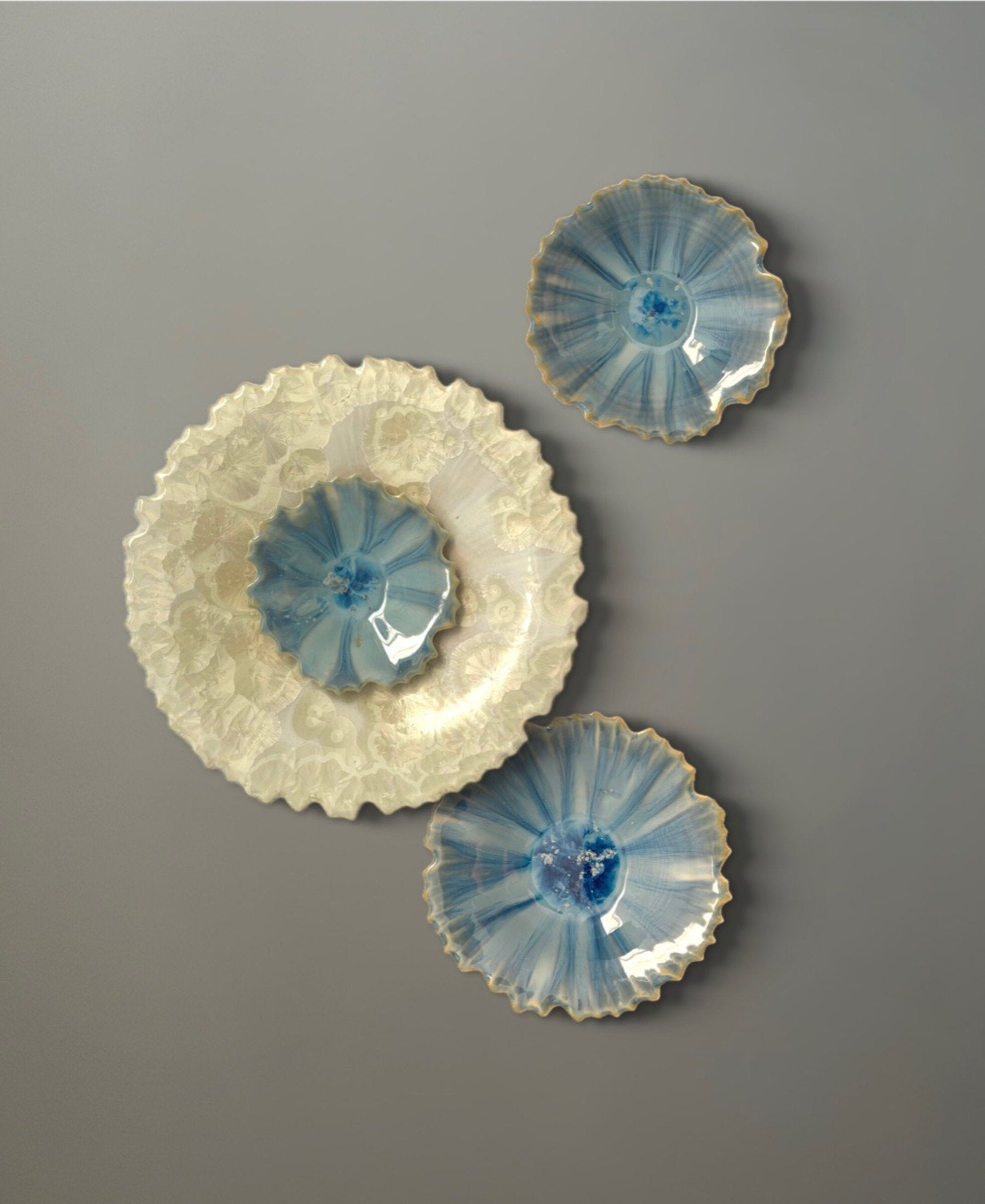 Trio Blue Star Wall Sculpture