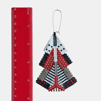 Crimson and Slate Oversize Holiday Drops with ruler for scale. | Photo by Diana Ferguson