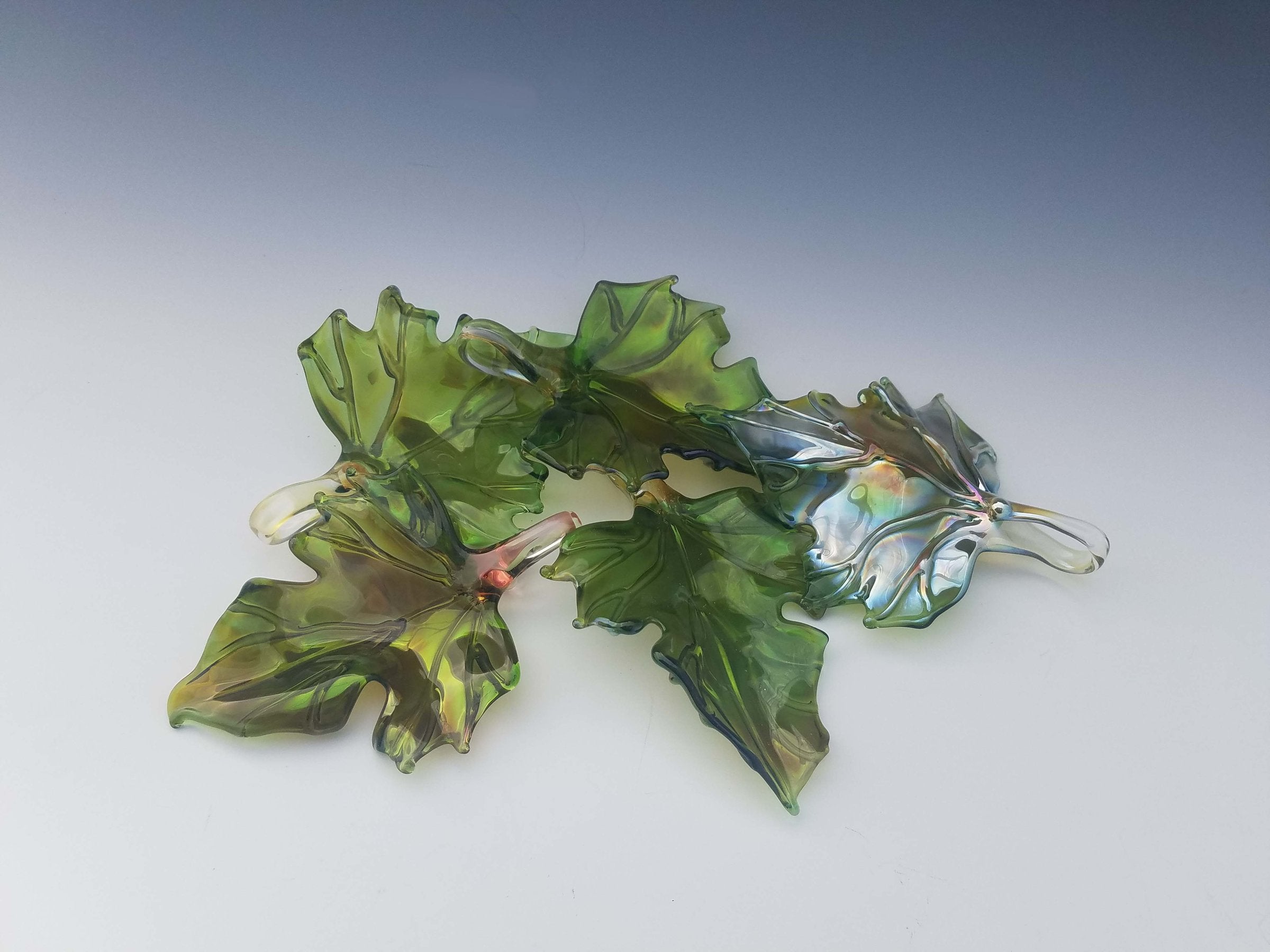 Set of Five Glass Leaves