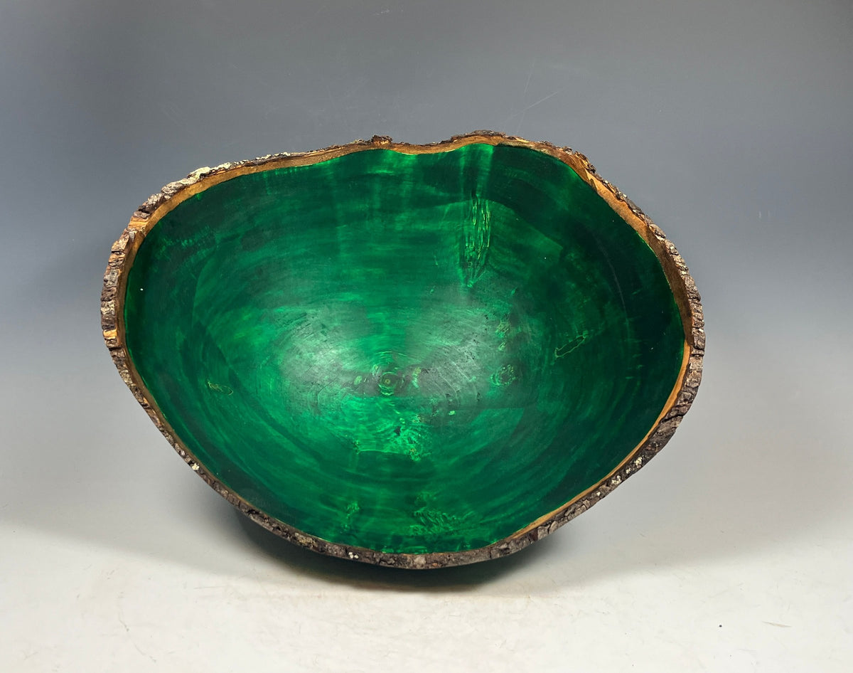 Natural Edge Dyed Maple Burl Bowl in Green