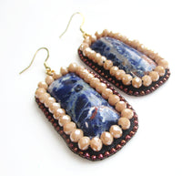 Orange Sodalite Gemstone Slice Earrings