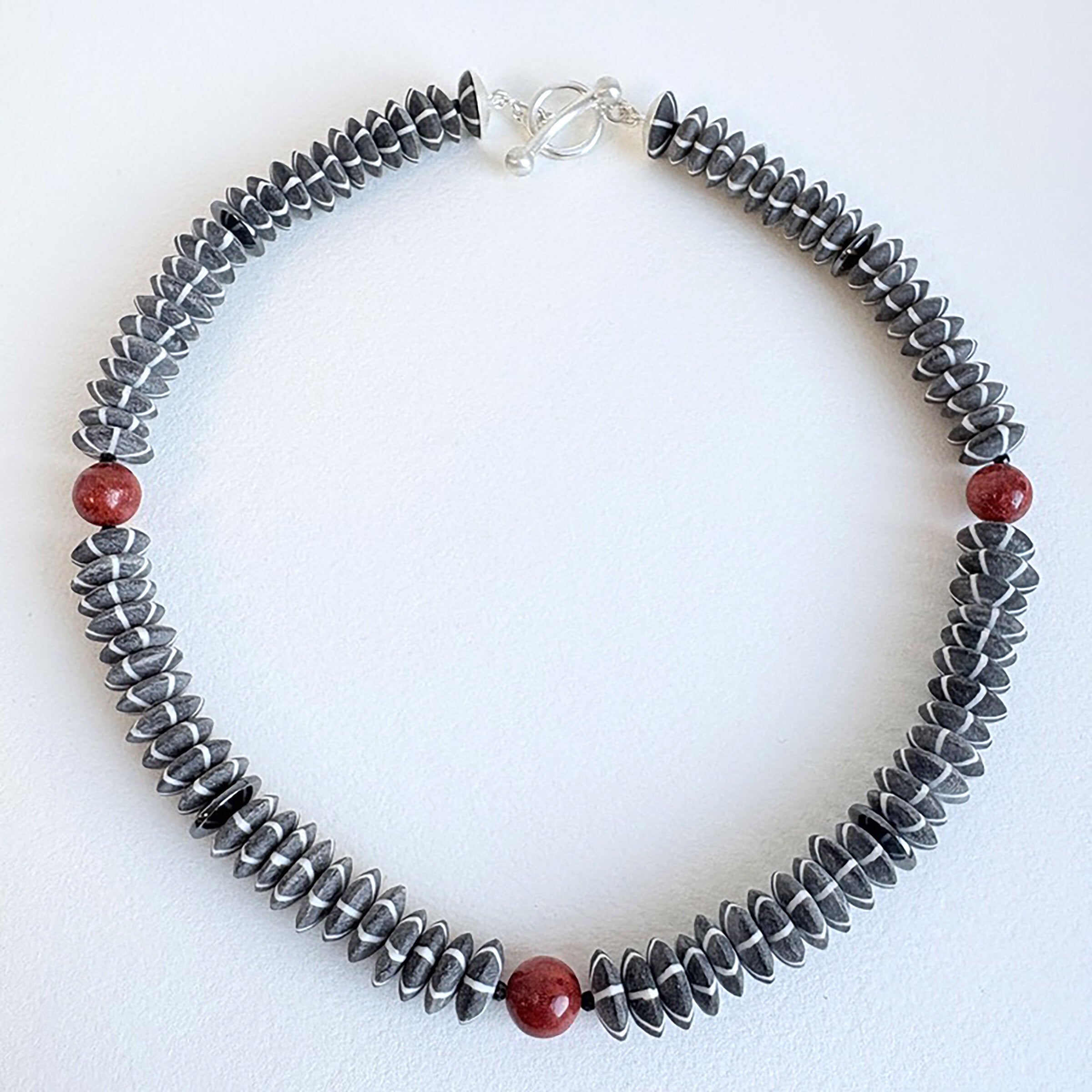 Buffalo Horn, Sponge Coral & Hematite Necklace