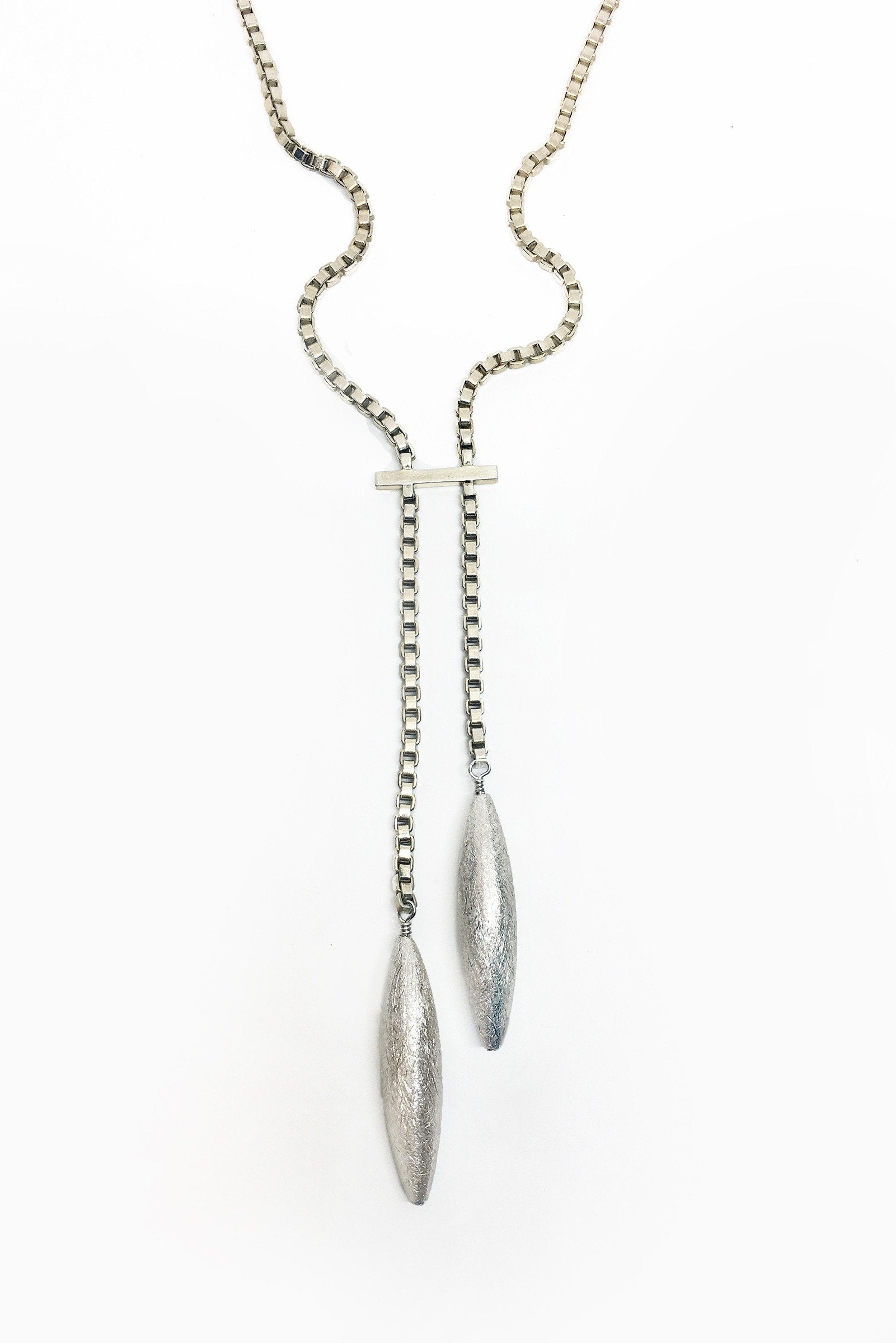 Double Silver Drop Necklace