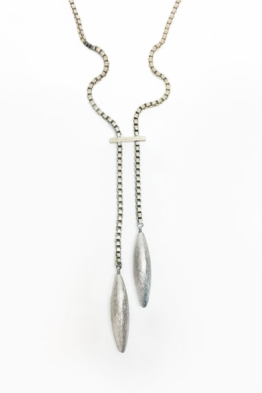 Double Silver Drop Necklace