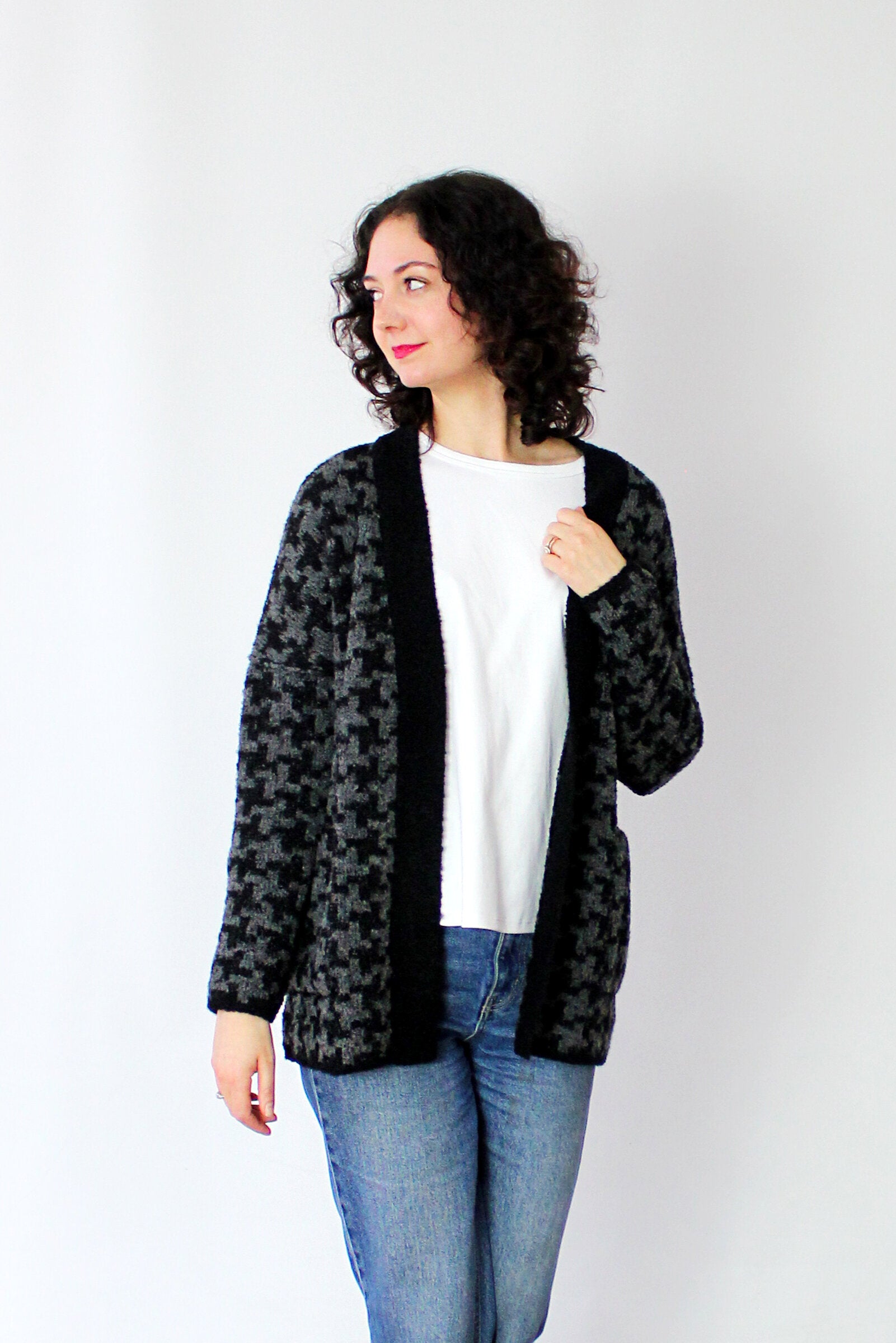 Boucle Houndstooth Cardigan