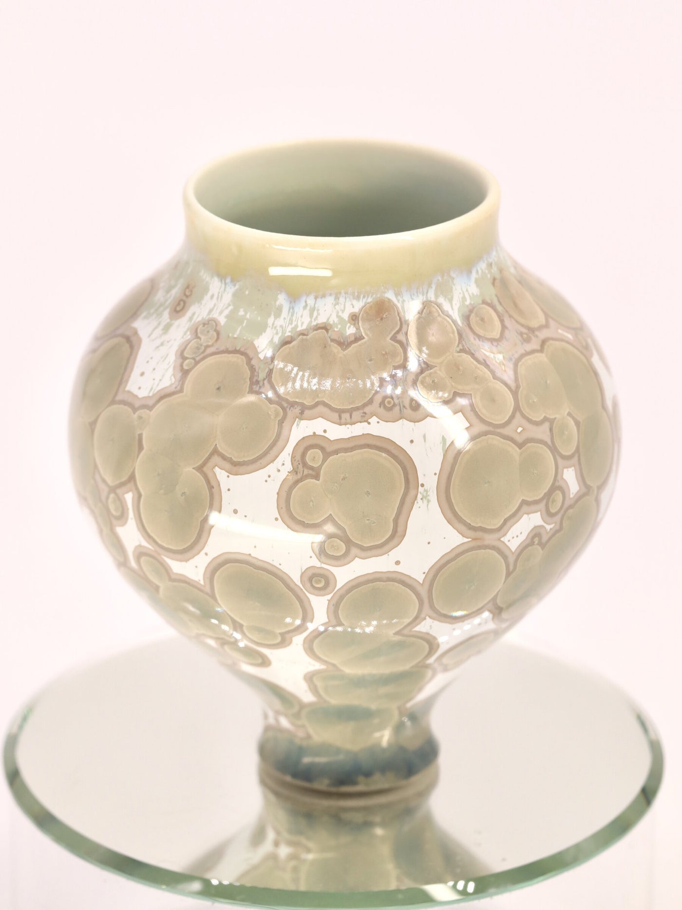 Miniature Crystalline White & Green Vase