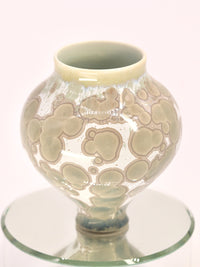 Miniature Crystalline White & Green Vase