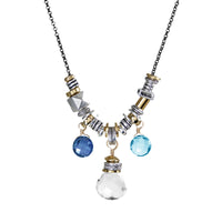 Crystal, Kyanite & Blue Topaz  Jambalita Necklace