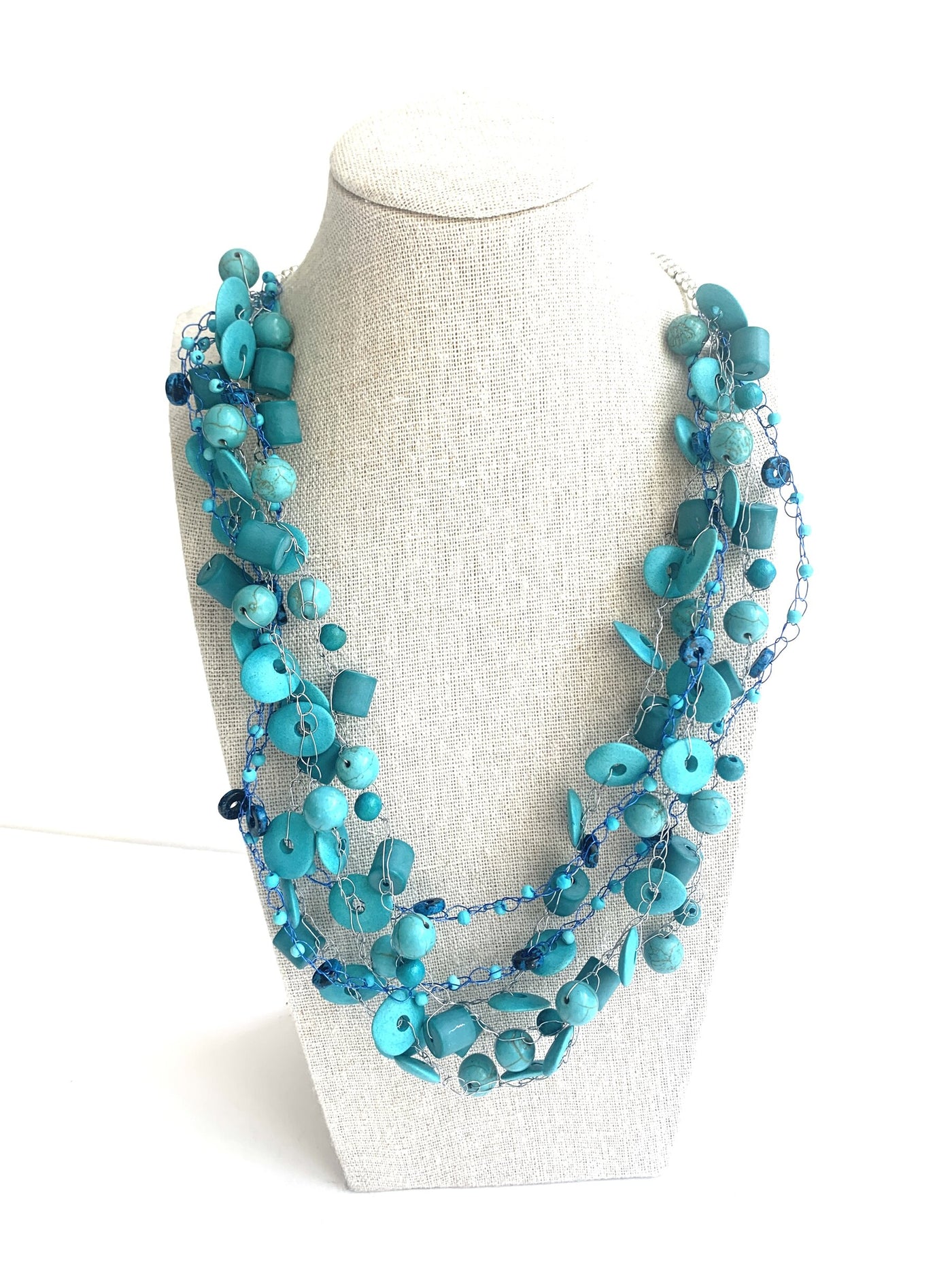 Turquoise-Colored Beaded Necklace