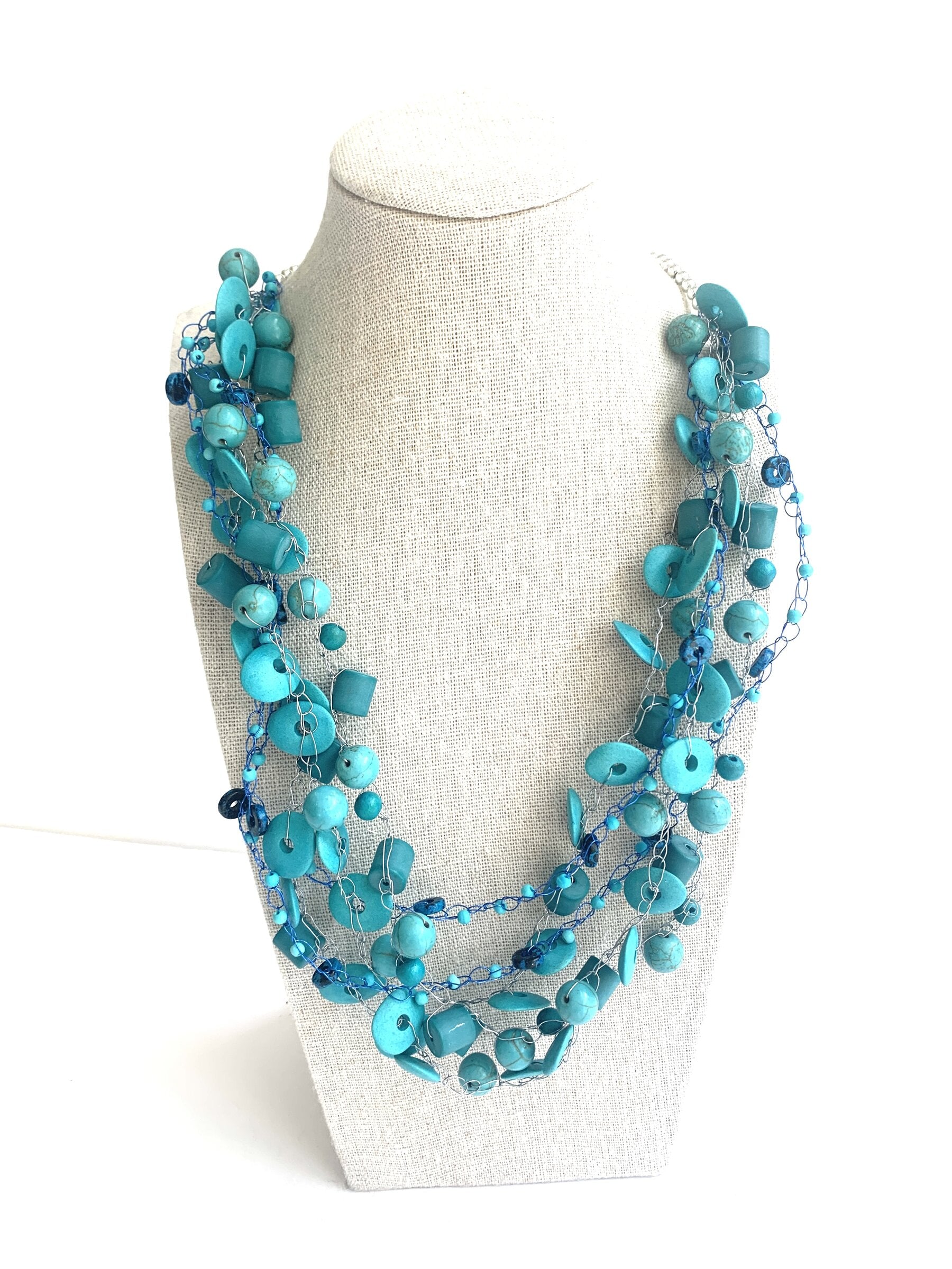 Turquoise-Colored Beaded Necklace
